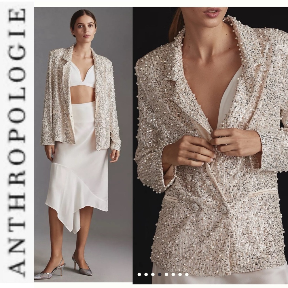 NWT Mable x Anthropologie Sequin and Pearl Blazer xsP